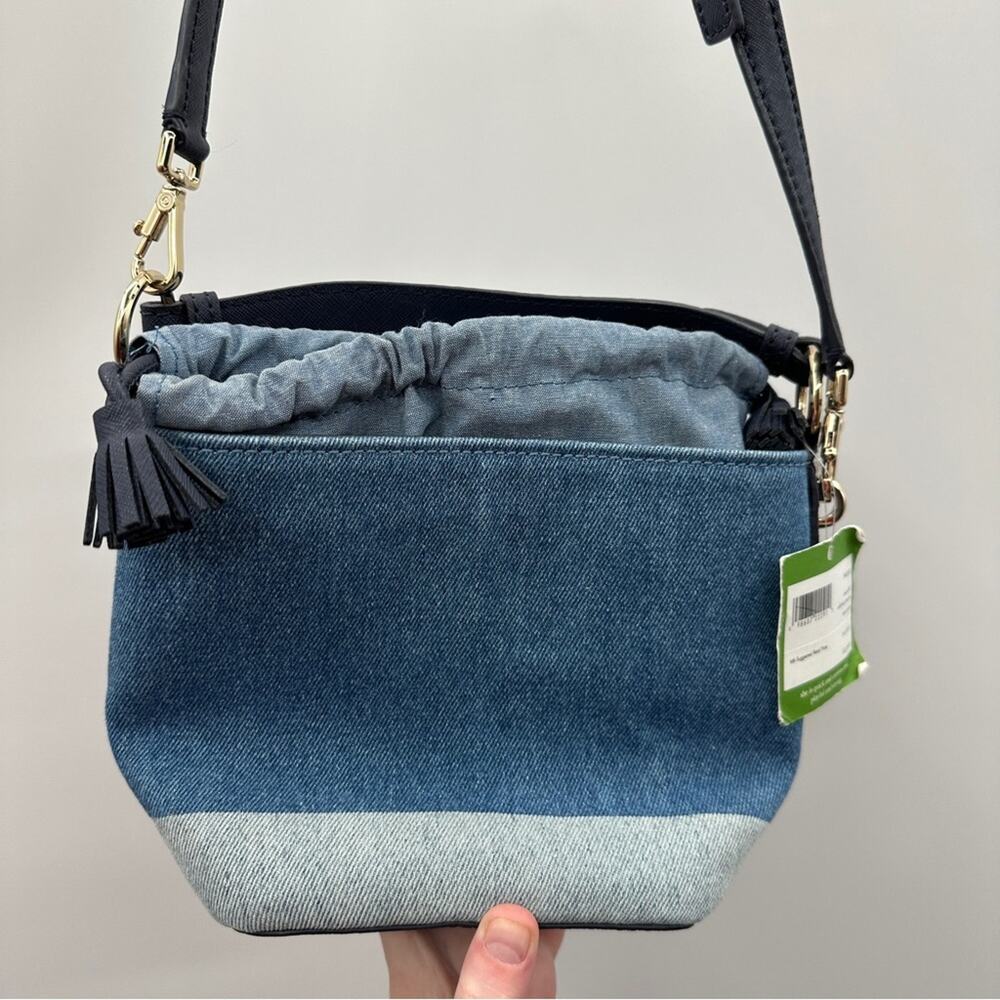 Kate Spade California Dreaming Pippa Blue‎ Denim Palm Tree Bucket Bag NEW RARE - Picture 8 of 14